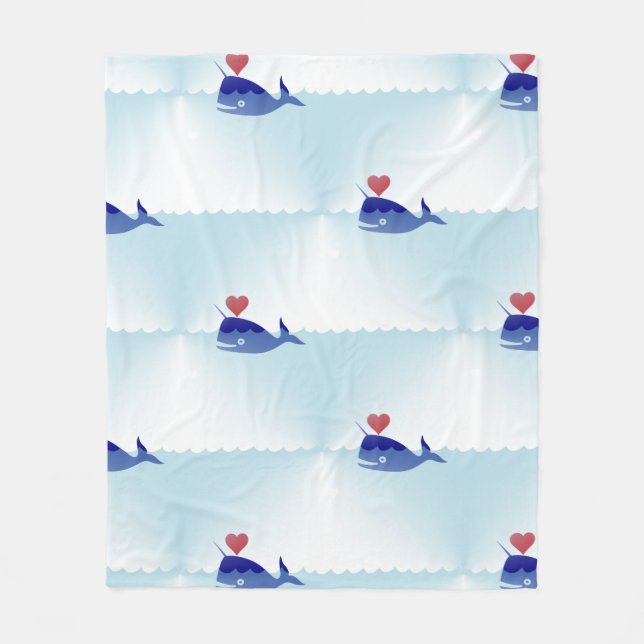 Polar manta de kawaii narwhal (Anverso)