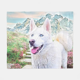 Polar Manta de lana de perro casera blanca