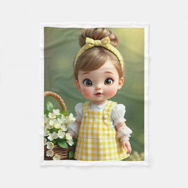 Polar Manta de muñeca de gingham amarillo (Anverso)