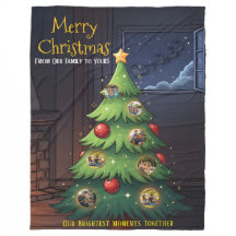 Manta de Navidad con Foto del Árbol de la Familia 