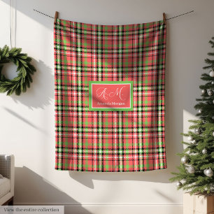 Polar Manta de Navidad con Monograma Clásico Acento Tart