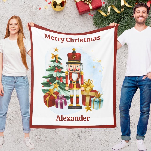 Polar Manta de Navidad de Cascanueces para Niños con Nom (Nutcracker Christmas Blanket for Kids With Name)