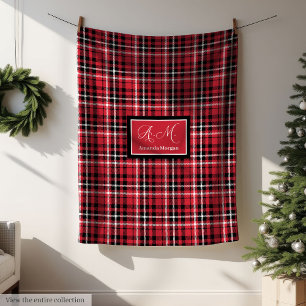 Polar Manta de Navidad de estilo tartán rojo y negro
