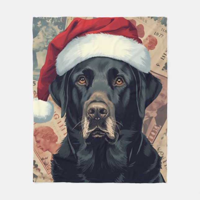 Polar Manta de Navidad de labrador negro (Anverso)