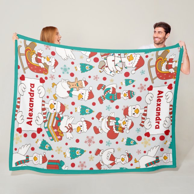 Polar Manta de Navidad Personalizada con Nombre de Ganso (In situ)