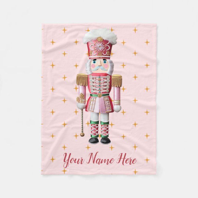 Polar Manta de Navidad personalizada de cascanueces rosa (Anverso)