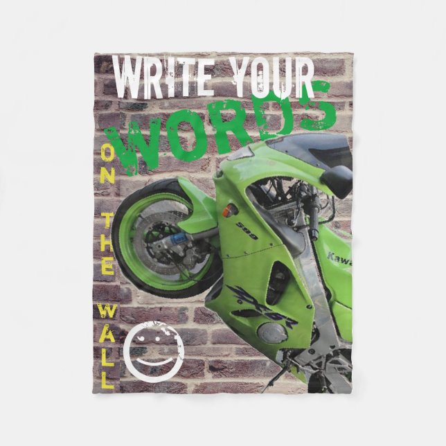 Polar Manta de pared de grafiti de motocicleta verde Kaw (Anverso)