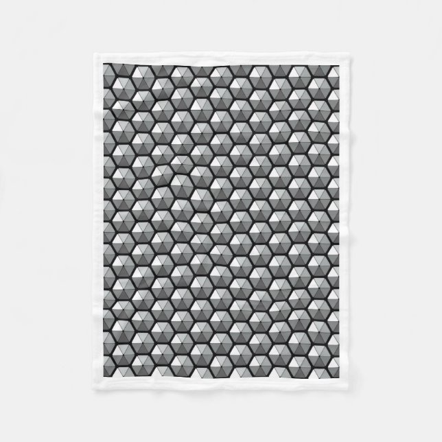Polar Manta de patrón geométrico hexagonal 3D gris y neg (Anverso)