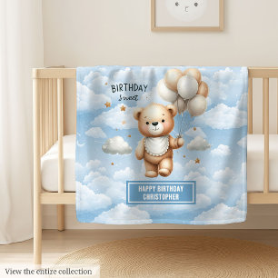 Polar Manta de peluche acuarela para el primer cumpleaño
