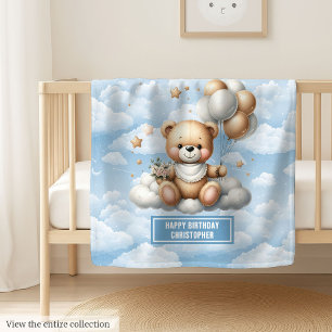 Polar Manta de peluche azul y dorada para el cumpleaños 