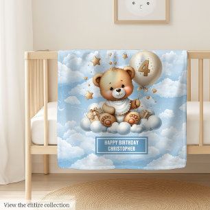 Polar Manta de peluche azul y dorada para regalo de cuar