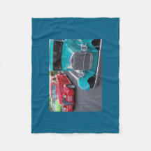 Manta de peluche de coches antiguos azules y rojos