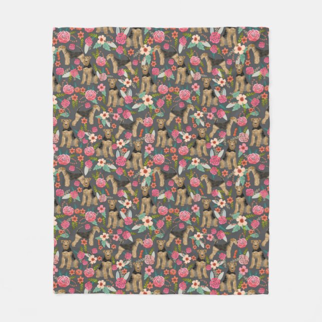 Polar Manta de perro Floral Airedale Terrier (Anverso)