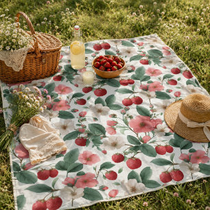 Polar Manta de picnic floral de fresa de verano familiar