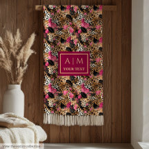 Manta de piel de leopardo de la acuarela rosa y ag