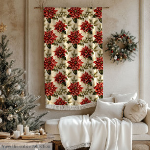 Polar Manta de Poinsettia Roja y Blanca, Estilo Navideño