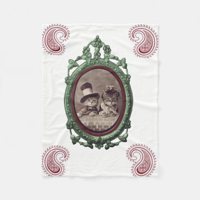 Polar manta de pulga de personalizado blanco rosa gatito (Anverso)