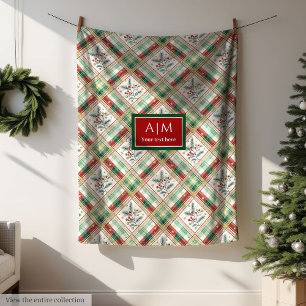 Polar Manta de regalo de tartán de acuarela verde y roja