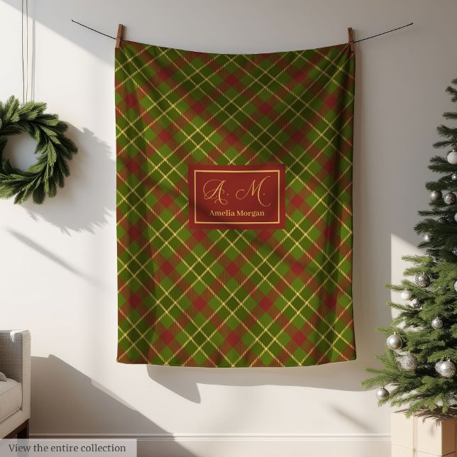 Polar Manta de Tartán de Otoño Rústica Personalizada Gra (Rustic Fall Tartan Blanket Personalized Farmhouse Style)