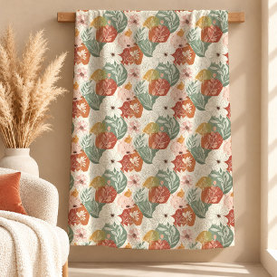 Polar Manta de Terracota Marrón Bohemio Floral Elegante