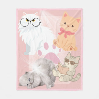 Polar Manta de tirar suave de gatos Kawaii rosados | Fle