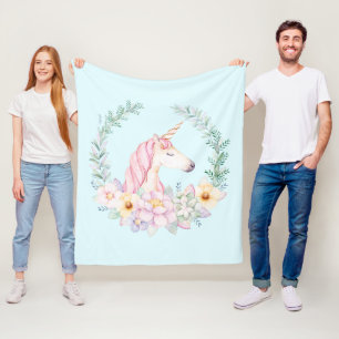 Polar Manta de Unicornio Floral Acuarela Manta de Unicor
