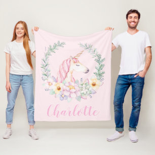 Polar Manta de Unicornio Rosa con Unicornio de Acuarela