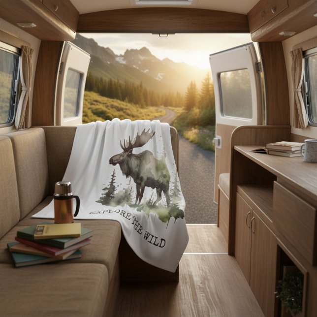 Polar Manta de viaje personalizada de alce con acuarela (Subido por el creador)