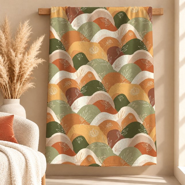 Polar Manta decorativa sofisticada de formas boho con to (Sophisticated Sage Rust Boho Shapes Blanket Decor)