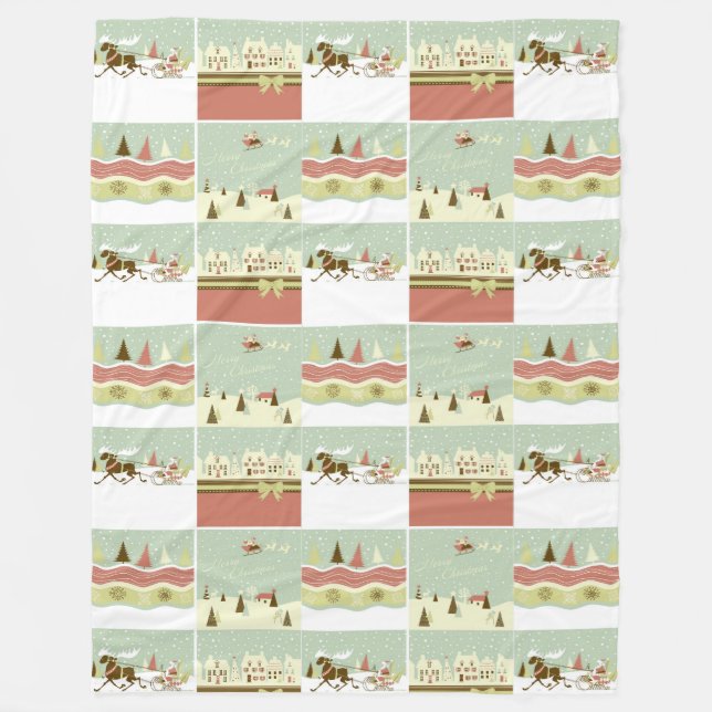 Polar Manta del collage del pueblo del navidad del país (Anverso)