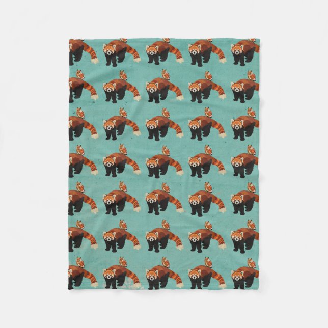 Polar Manta del paño grueso y suave de la panda roja y (Anverso)