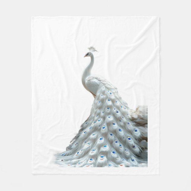 Polar Manta Elegante de Pavo Real Blanco (Anverso)