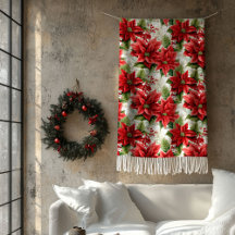 Manta Floral de Invierno Poinsettia Roja Regalo pa