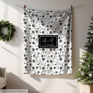 Polar Manta Floral Minimalista Monograma Tonos Grises Es