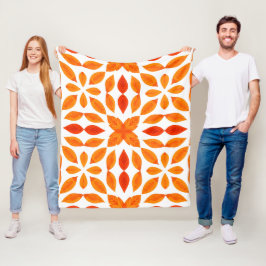 Polar Manta geométrica floral naranja y roja