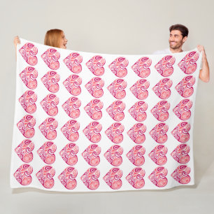 Polar Manta Grande de Felpa - Diseño de Corazones
