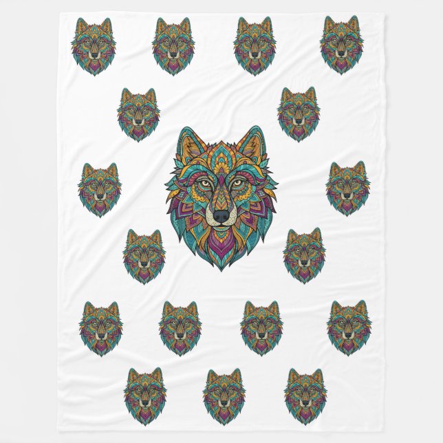 Polar Manta Grande de Panda y Lobo Abstracto – Mod (Anverso)