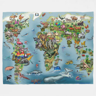 Polar Manta grande del mapa del mundo de los animales