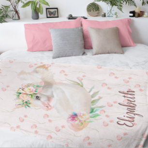Polar Manta Mágica de Unicornio Rosa Floral