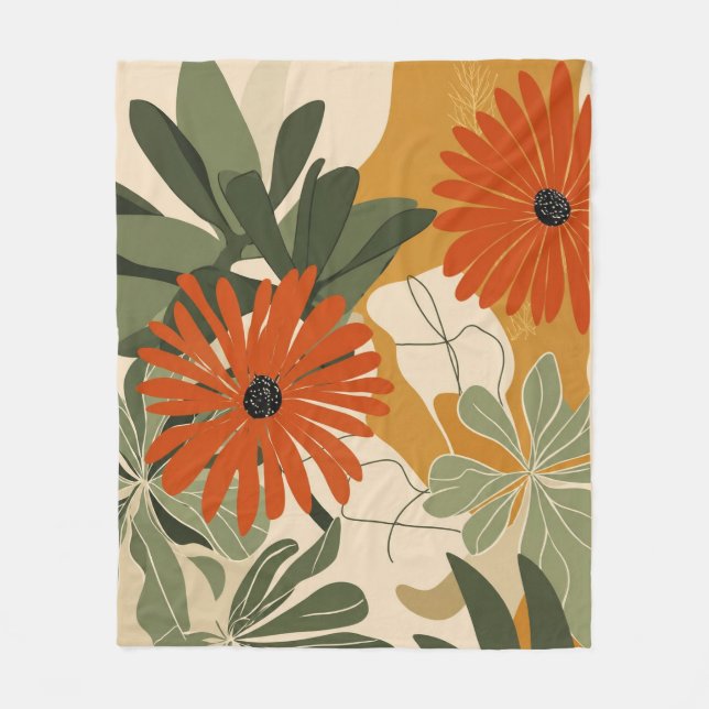 Polar Manta moderna de flores botánicas | Vintage  (Anverso)