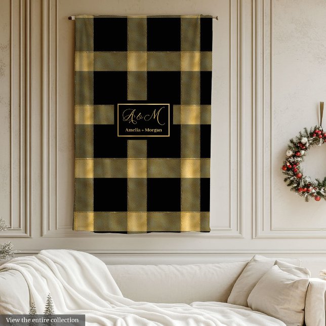 Polar Manta moderna de lujo en negro y dorado (Trendy Luxurious Black Gold Modern Throw Blanket)
