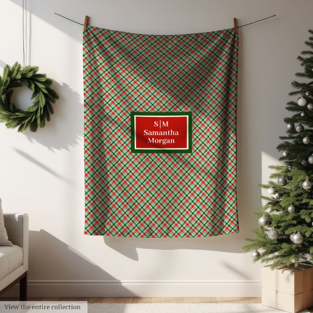 Polar Manta moderna de Navidad con nombre personalizado  (Modern Christmas Blanket Custom Name Cozy Decor)