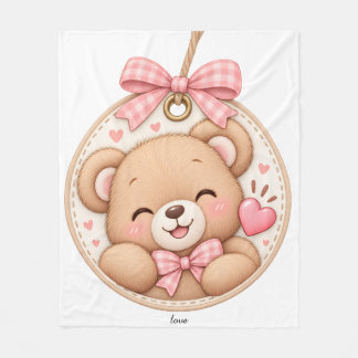 Polar Manta para bebé con nombre personalizado de osito