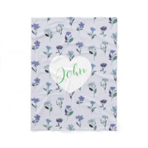 Manta para bebé con suave patrón floral azul púrpu