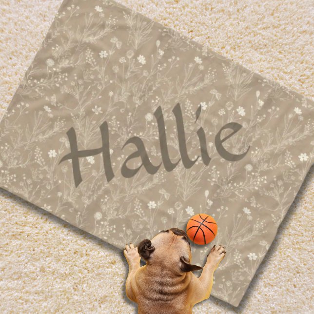 Polar Manta para Perro - Botánico Marrón, Personalizada (Personalized Brown Botanical Dog Blanket)