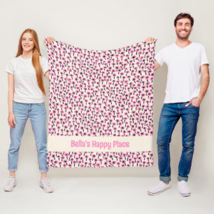 Polar Manta para Perro Flores Rosas con Nombre Manta de