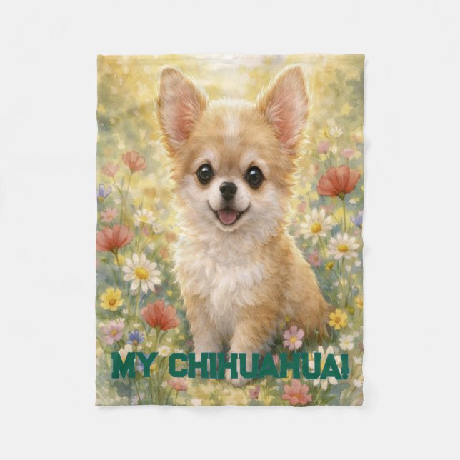 Polar Manta personalizable de cachorro de Chihuahua (Anverso)
