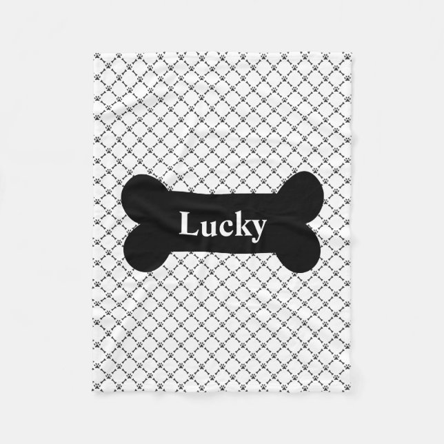 Polar Manta personalizada blanco y negro del perrito (Anverso)