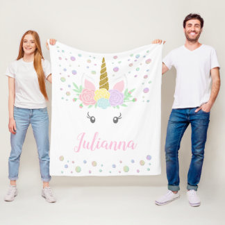 Polar Manta Personalizada Cara de Unicornio