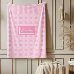 Polar Manta Personalizada Clásica de Cuadros Rosa Elegan